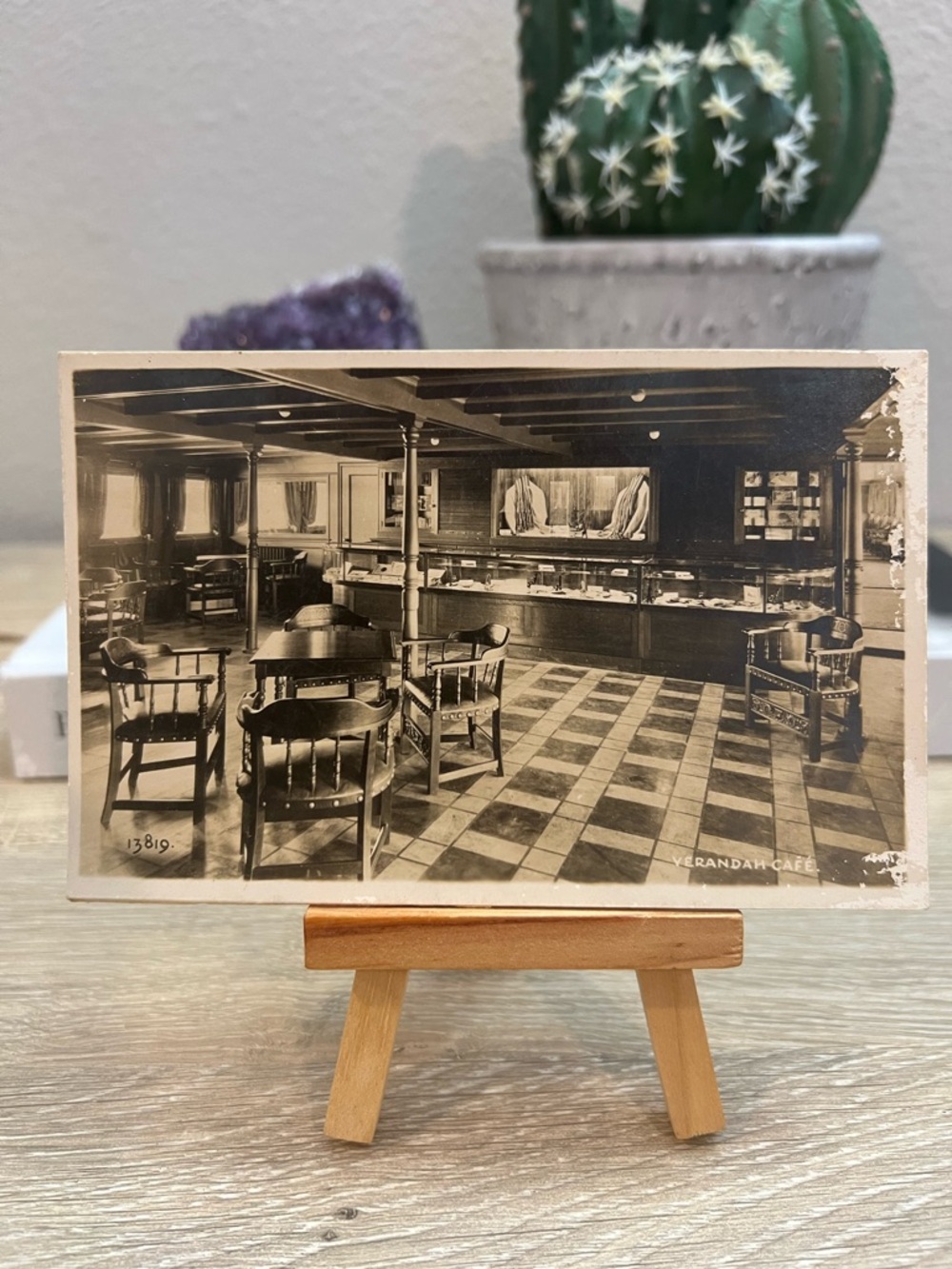 Vintage RPPC Verandah Cafe Canada Steamship Lines Ship Interior Postcard